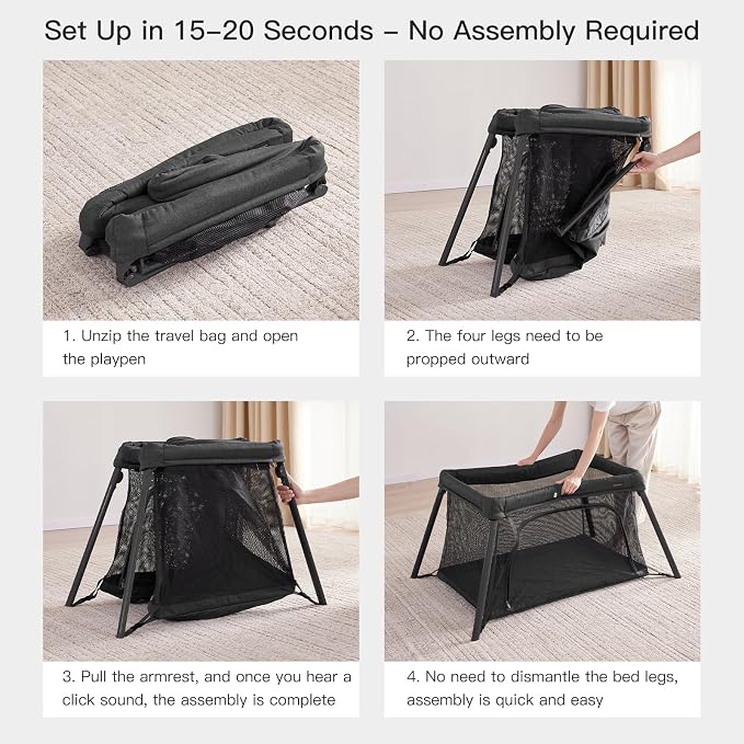 2 in 1 Portable Travel Crib for Toddler, Foldable Crib for Baby, Lightweight - Image 8