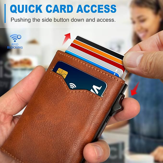 Wallet for Men, with Cash Pocket 2 ID Window 9-13 Cards, Metal Case Smart Slim - Image 5