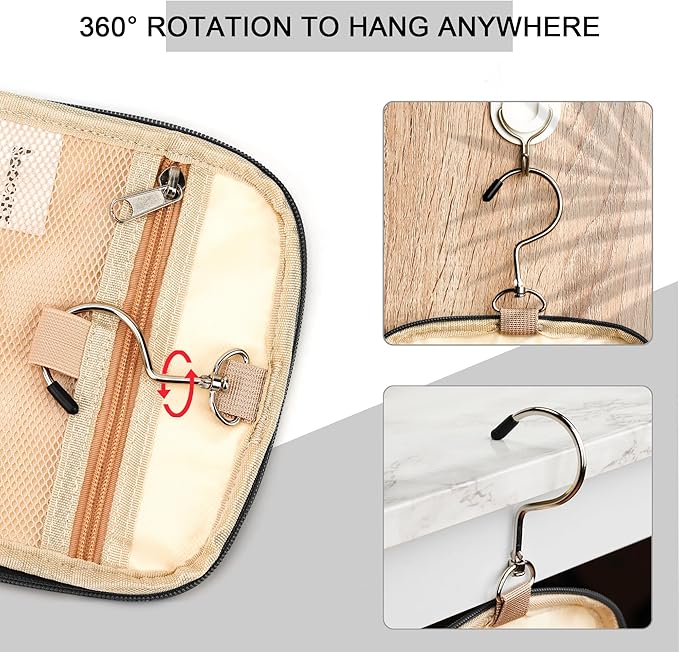 Hanging Travel Toiletry Bag for Women and Men, 6 Organizer Compartments - Image 4