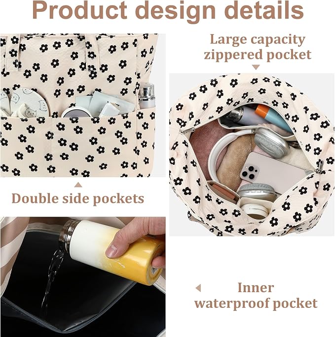 LEDAOU Beach Bag Waterproof Sandproof Women Tote Bag Pool Bag - Image 6