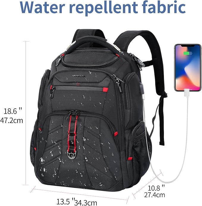 VANKEAN Travel Laptop Backpack 17.3 Inch TSA Friendly, Water-Repellent Anti - Image 3