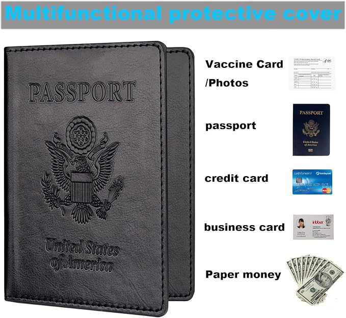 Herain Black & Dark Blue Passport Holder - Image 5