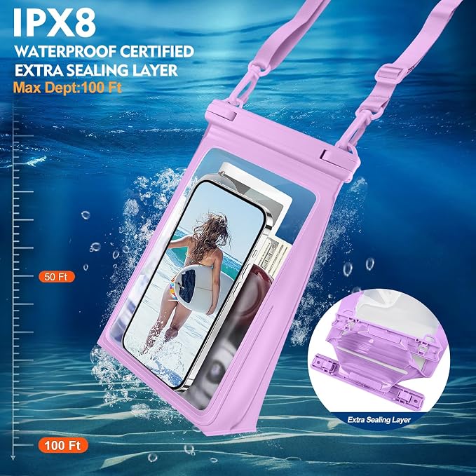 Large Floating Waterproof Phone Pouch, Cell Phone Dry Bag - Image 3