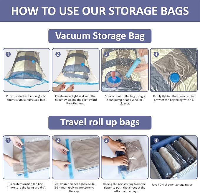 25 Pack Vacuum Storage Bags, Space Saver Vacuum Storage Bags, Vacuum Seal Bags - Image 6