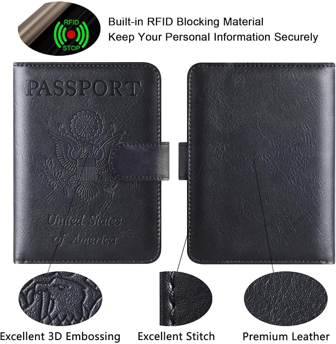 Passport Holder Cover Wallet Travel Essentials Leather Rfid Blocking Case - Image 4