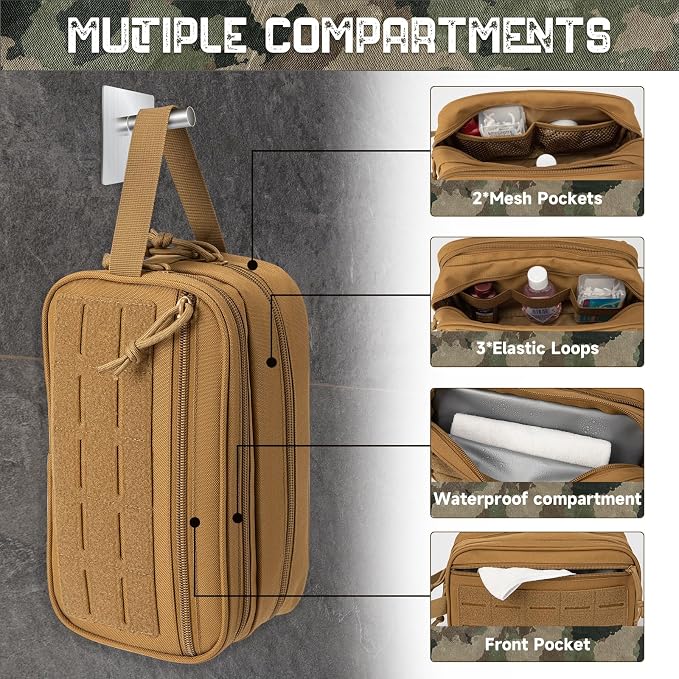 QT&QY Tactical Toiletry Bag For Men Hygiene Bag EDC Military Tool Molle Pouches - Image 4