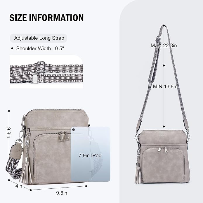 Crossbody Purse for Women, Lightweight Medium Crossbody Bag Soft Leather - Image 4