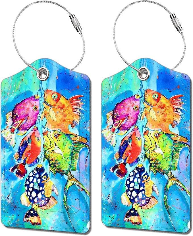 2 Pack Luggage Tag for Suitcase, Cute Unique Leather Bag Tags Identifiers by BestEioyo