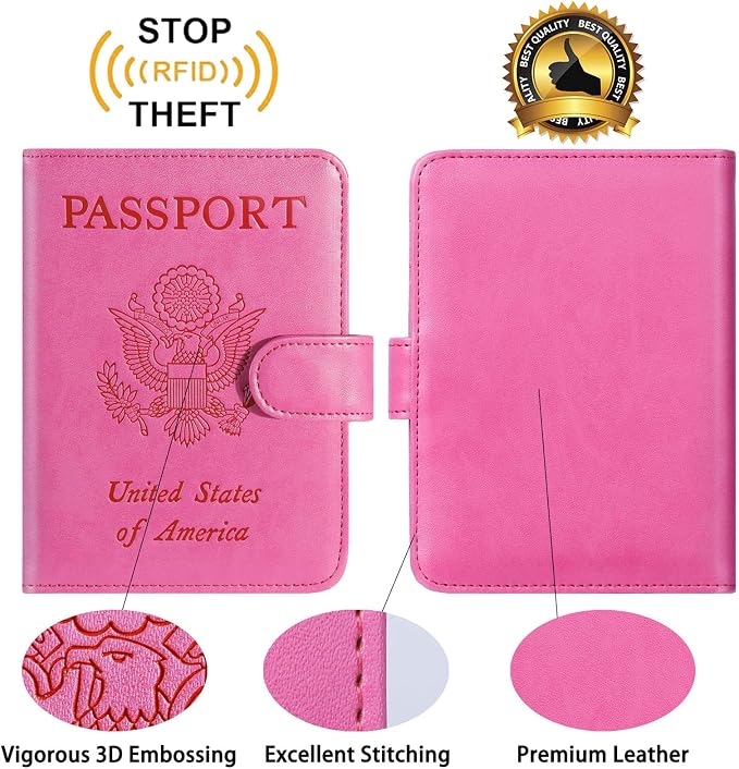 Passport Holder With Luggage Tag Cover Wallet RFID Blocking Leather Case Travel - Image 5