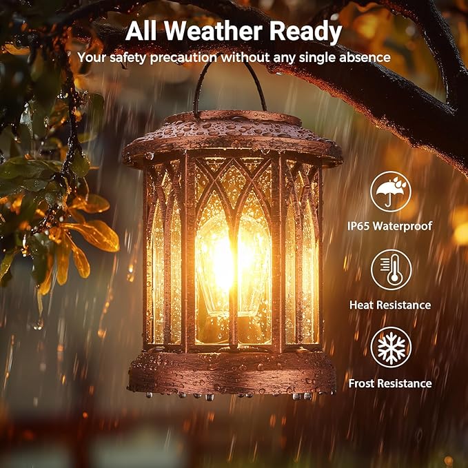 WdtPro Solar Lanterns Outdoor Hanging 2 Pack, Upgraded Bright Solar Lantern - Image 2