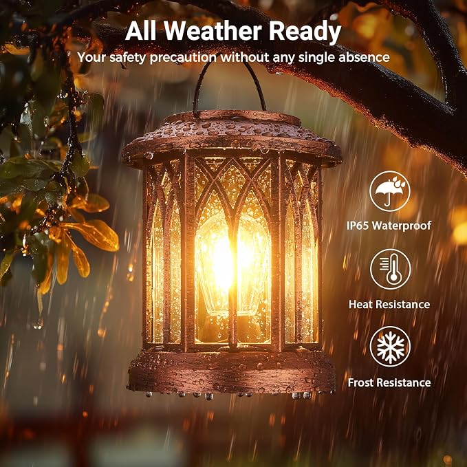 WdtPro Solar Lanterns Outdoor Hanging 4 Pack, Upgraded Bright Solar Lantern - Image 2