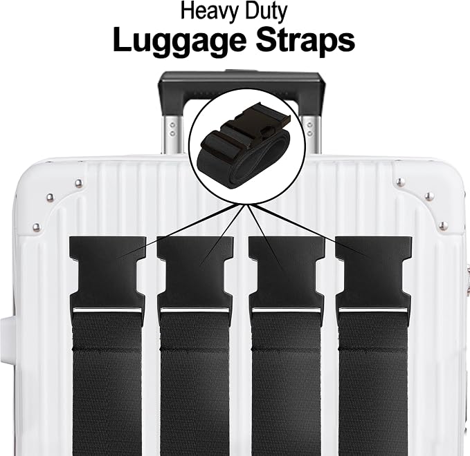Luggage Straps for Suitcases TSA Approved Travel Belt 4 Pack by Chelmon - Image 3