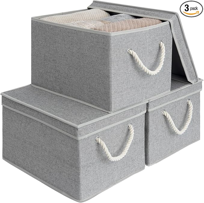 StorageWorks Storage Bins with Lids, Decorative Storage Boxes with Lid and Soft by StorageWorks