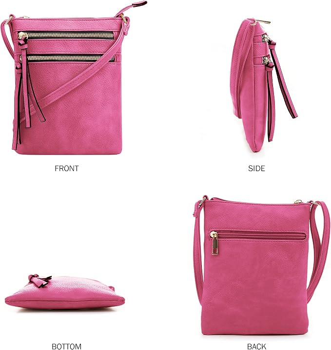 DELUXITY | Crossbody Purse Bag | Functional Multi Pocket Double Zipper Purse | - Image 2