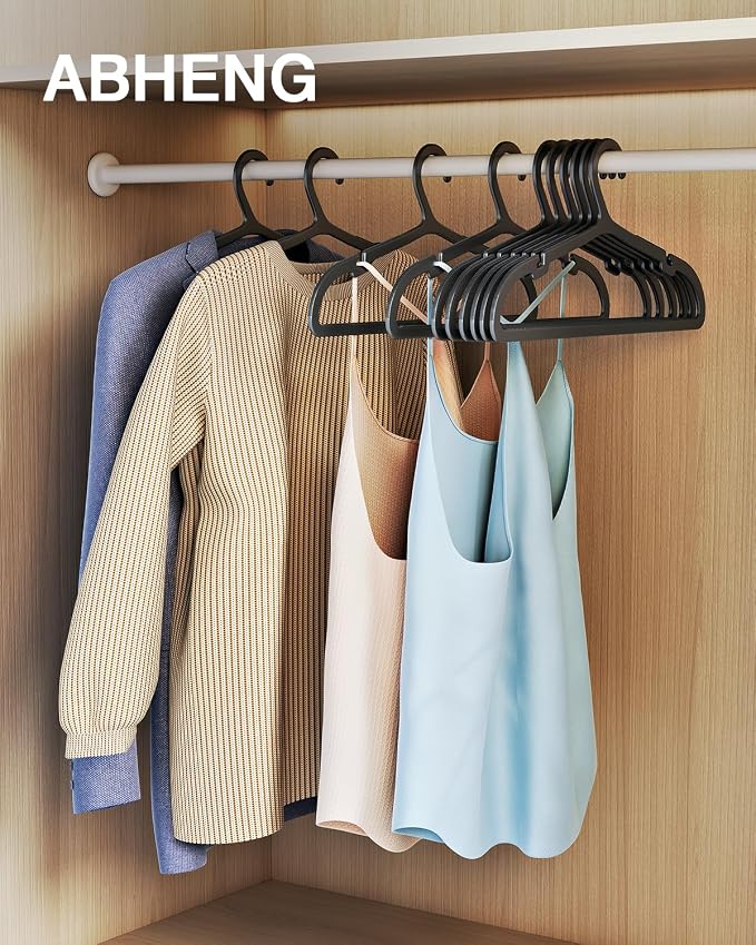 50 Pack Clothes Hangers, Non Slip Plastic Coat Hangers, Space Saving Hangers - Image 2
