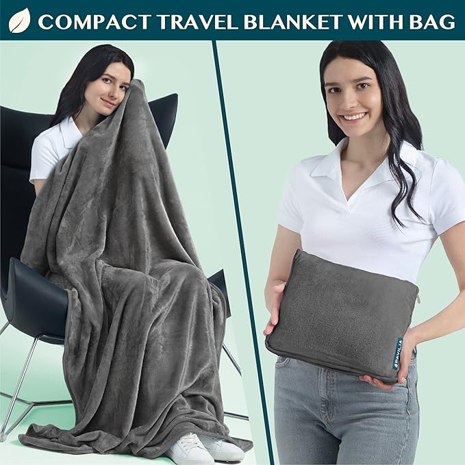 PAVILIA Travel Blanket Pillow, Soft Airplane Blanket 2-in-1 Combo Set, Plane - Image 2