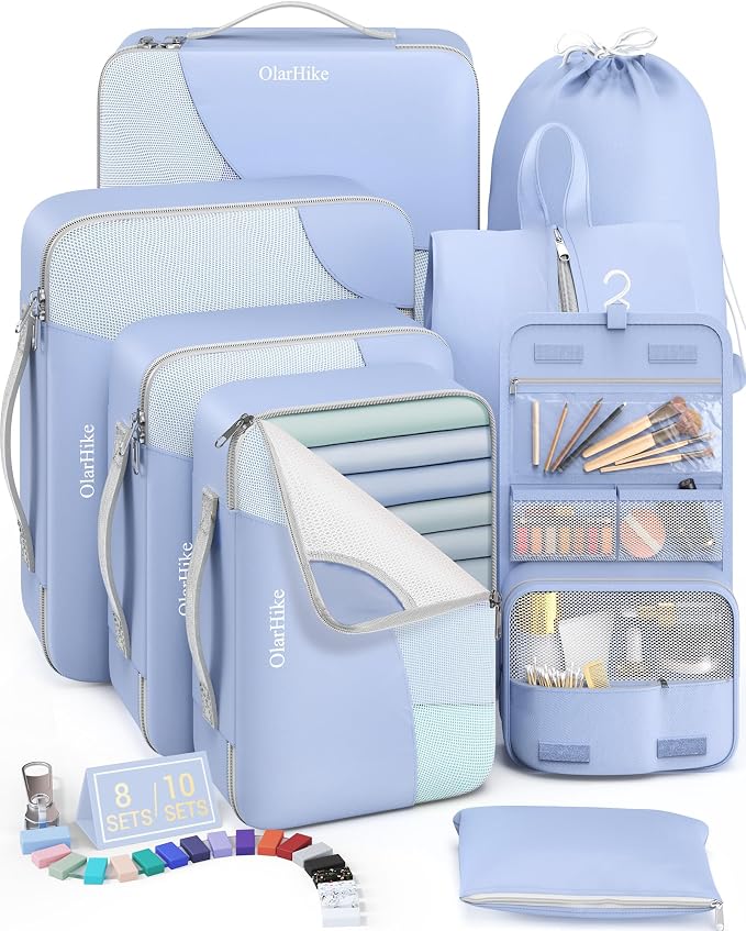 8 Set Packing Cubes for Travel, Gifts for Women Mom, Anti-Tearing Suitcase by OlarHike