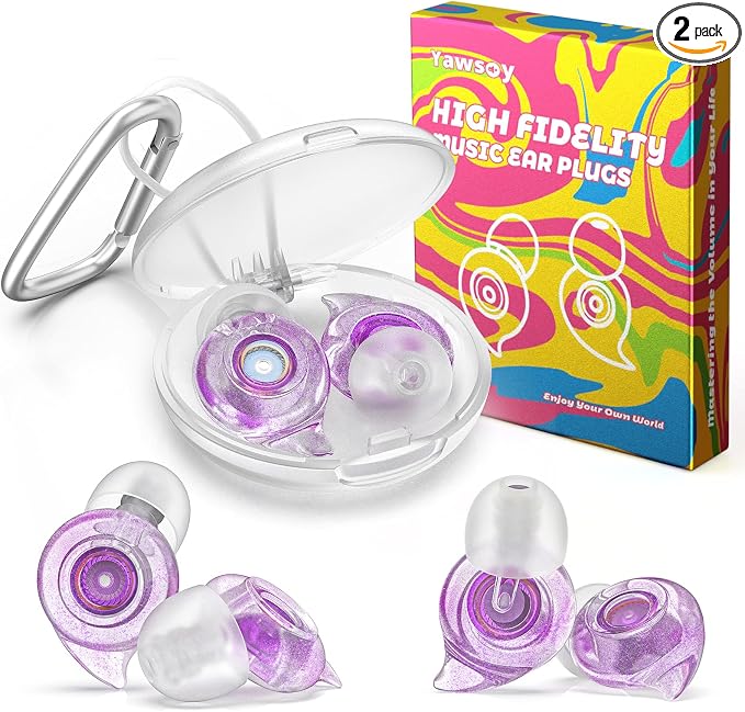 Concert Ear Plugs, 2 Pairs High Fidelity Ear Plugs Noise Reduction by Yawsoy