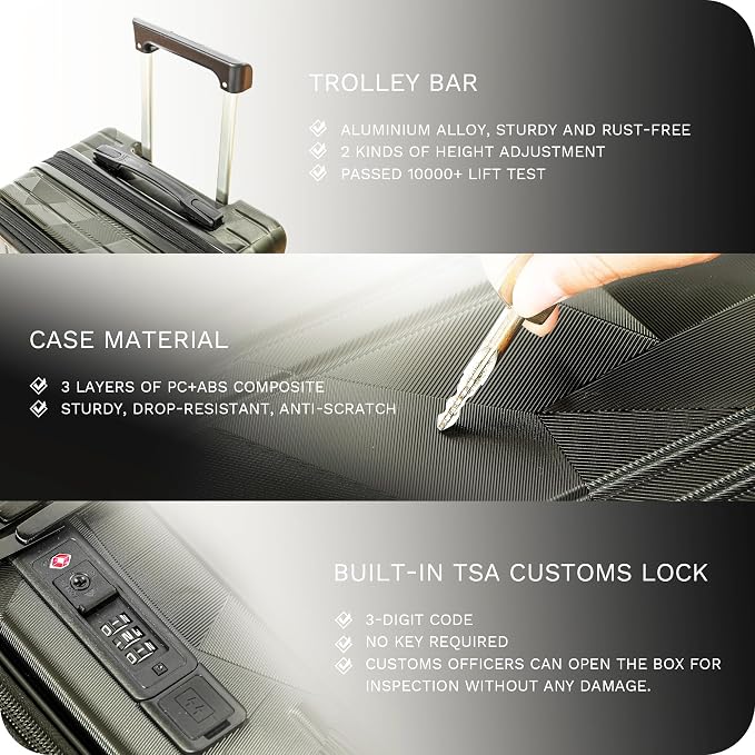 20 inch Carry On Luggage Expandable Top Opening/Clamshell Opening, TSA Approved - Image 4