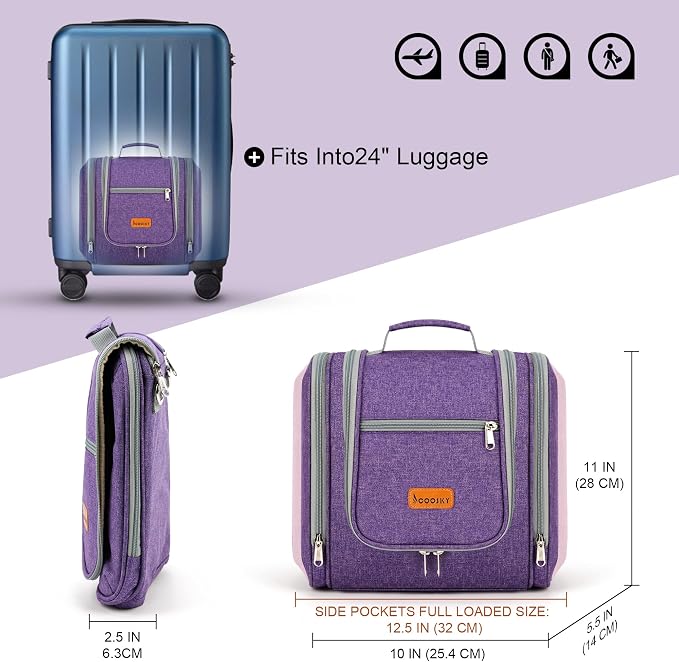 Hanging Travel Toiletry Bag for Women and Men, 6 Organizer Compartments - Image 6