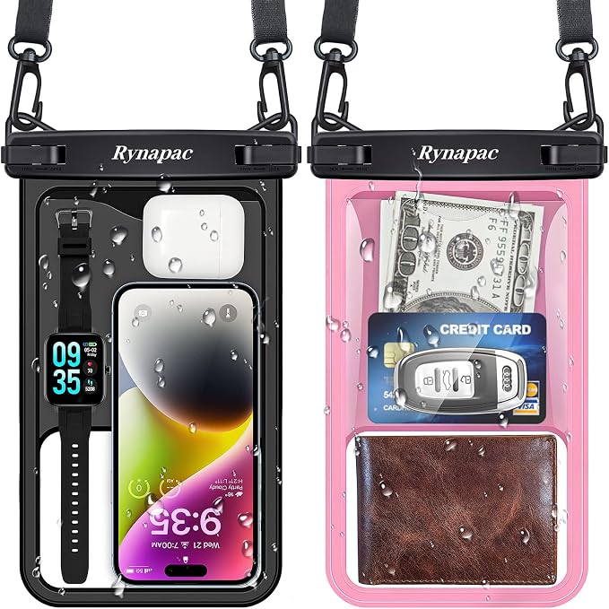 2 Pack Waterproof Phone Pouch - 10in Waterproof Phone Case by Rynapac
