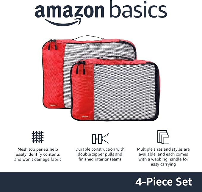 Amazon Basics Packing Cubes for Travel, Packing Organizers Set, 4-Piece-Set - Image 2