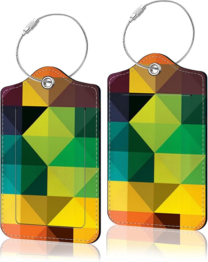 2 Pack Luggage Tag for Suitcase, Cute Unique Leather Suitcase Tags Identifiers by COWDIY