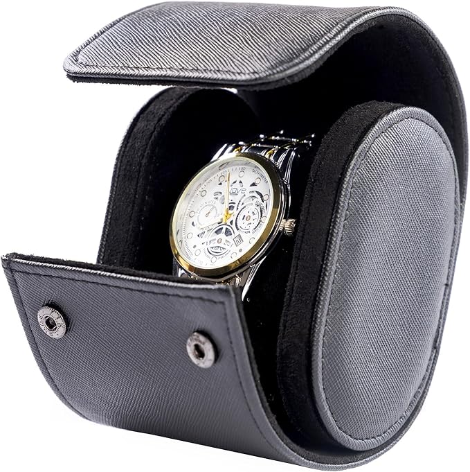 MR.OKAY Single Watch Travel Case-Classic Leather Watch Case by MR.OKAY