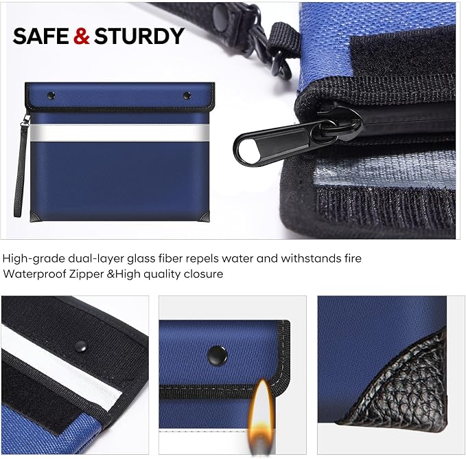 Fireproof Money Bag for Cash 11"x7.7", Upgraded 5200℉ Insulated Water Fire - Image 3