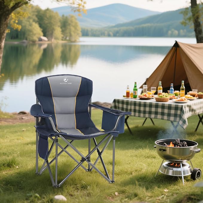 ALPHA CAMP Oversized Camping Chair Heavy Duty Lawn Chair - Image 2