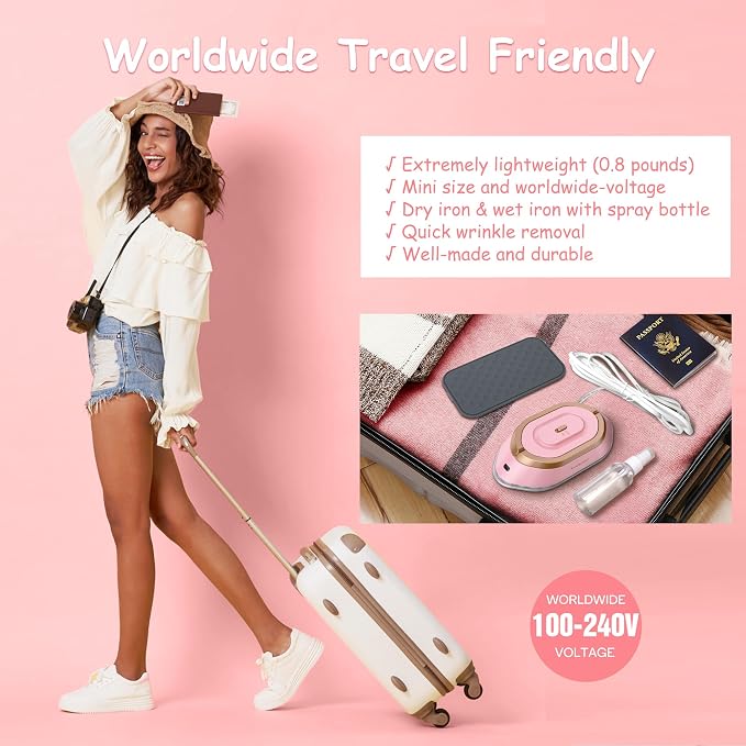 Newbealer Travel Iron with Global Voltage, 100-240V Mini Dry Iron - Image 2