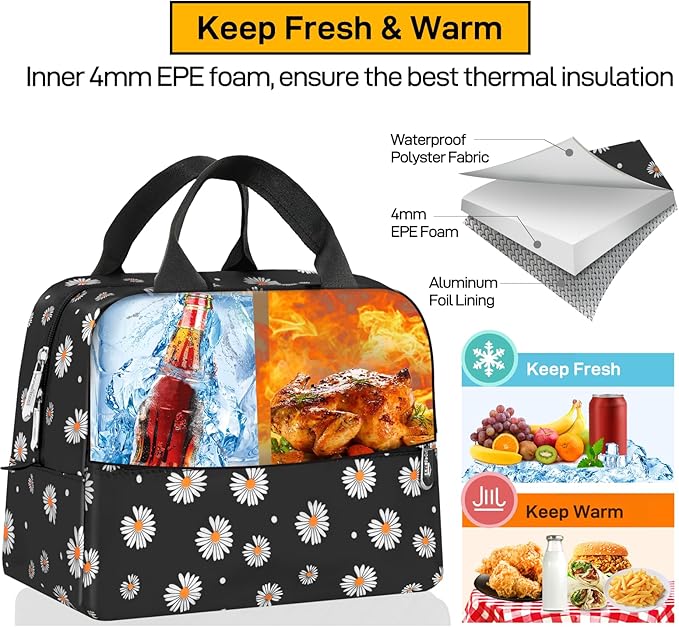HOMESPON Insulated Lunch Bag for Women Men Lunch Box Cooler Lunch Tote for Work - Image 5