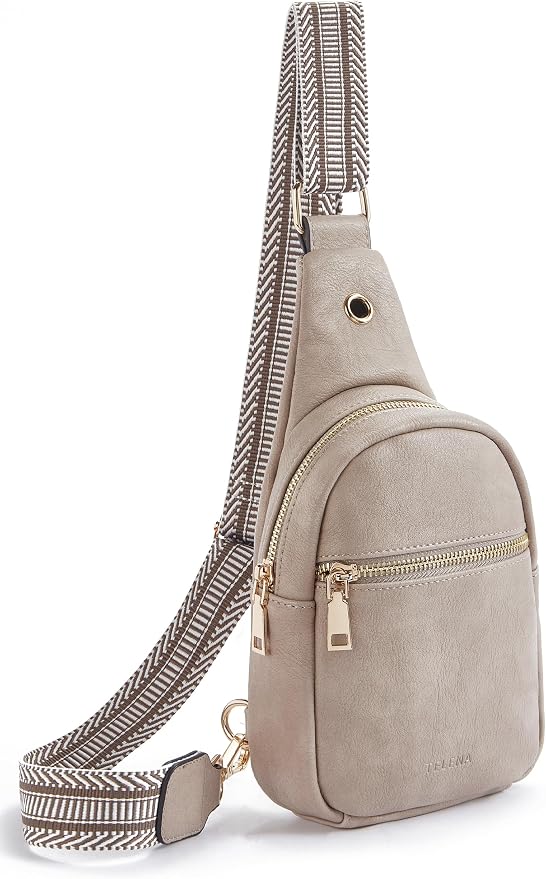 Telena Small Sling Bag for Women Leather Crossbody Fanny Packs Chest Bag for by Telena