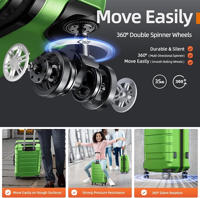 SHOWKOO Luggage Sets Expandable PC+ABS Durable Suitcase Sets Double Wheels TSA - Image 3