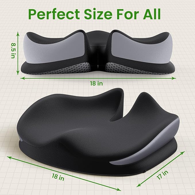 Benazcap Large Seat Cushion for Office Chair Memory Foam Coccyx Pain Relief - Image 5