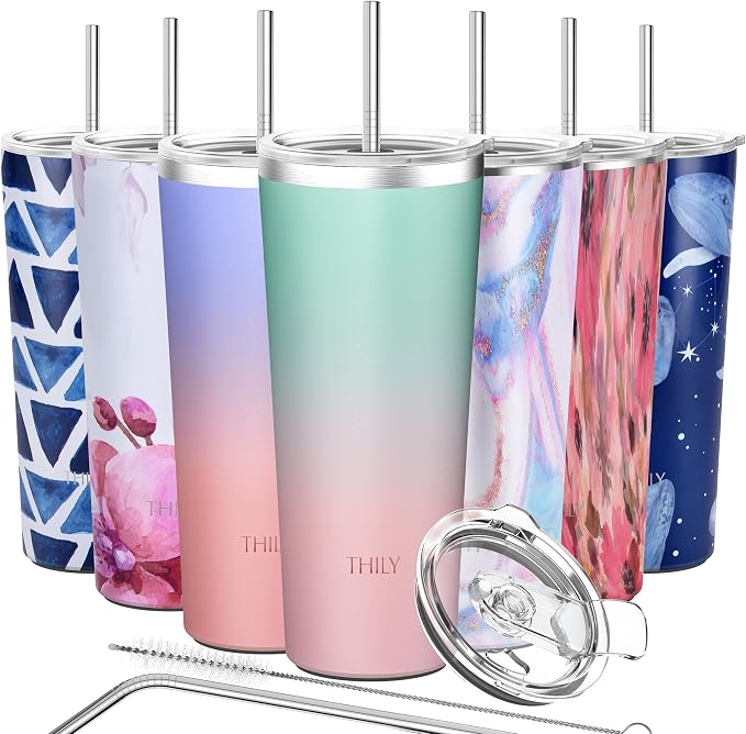 THILY Stainless Steel Vacuum Insulated Tumbler Travel Mug 26 oz Coffee Cup by THILY