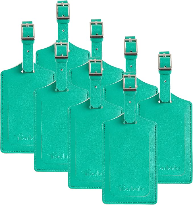 8 Pack Leather Luggage Travel Bag Tags by Travelambo by Travelambo