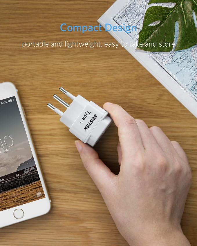 BESTEK Brazil, South Africa Travel Plug Adapter, Grounded Universal Type N Plug - Image 4