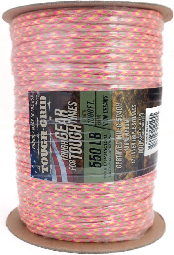 TOUGH-GRID 550 Paracord Rope Nylon Parachute Cord, Made in USA Survival Kit - Image 3