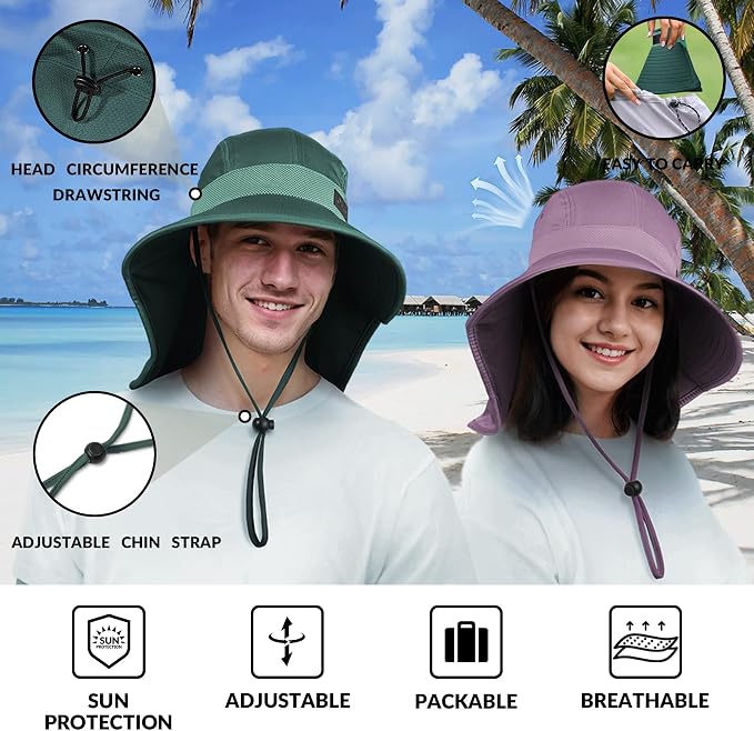 Sukeen Cooling Sun Hat for Men Women UPF50+ Wide Brim Fishing Hat - Image 5
