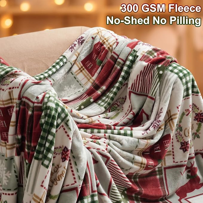 PHF Printed Fleece Throw Blanket, No Shed No Pilling Ultra Soft Plush Cozy Xmas - Image 2