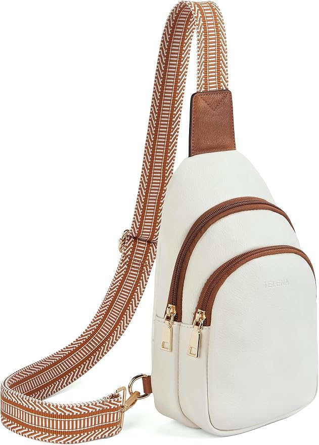 Telena Small Sling Bag for Women Leather Crossbody Fanny Packs Chest Bag for by Telena