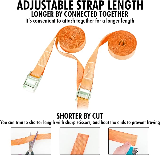 Cartman 1" x 12'Lashing Straps Cargo Tie-Down Strap Up to 600lbs, 10pk in Carry - Image 5