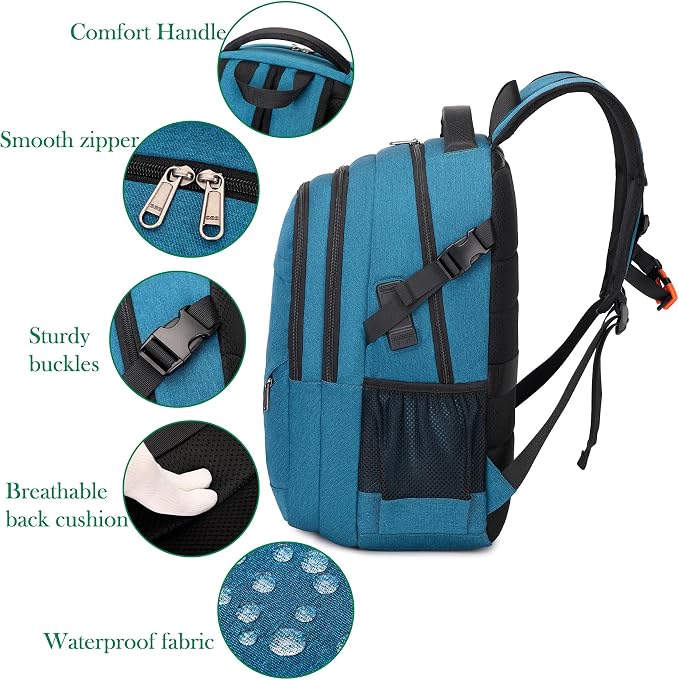 FENGDONG 17.3 inch Large Laptop Backpack Durable Waterproof Travel College - Image 4