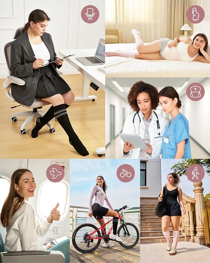 Momcozy Compression Socks for Women Wide Calf, 15-20mmHg Knee High Support - Image 6
