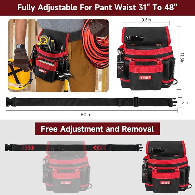 Tool Belt, Magnetic Tool Pouch, 14-Pockets Tool Belts - Image 2