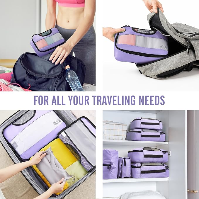Veken 8 Set Packing Cubes for Travel Essentials, Suitcase Organizer Bags in 4 - Image 7