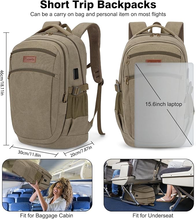 Tzowla Vintage Canvas Laptop Backpack - Image 6