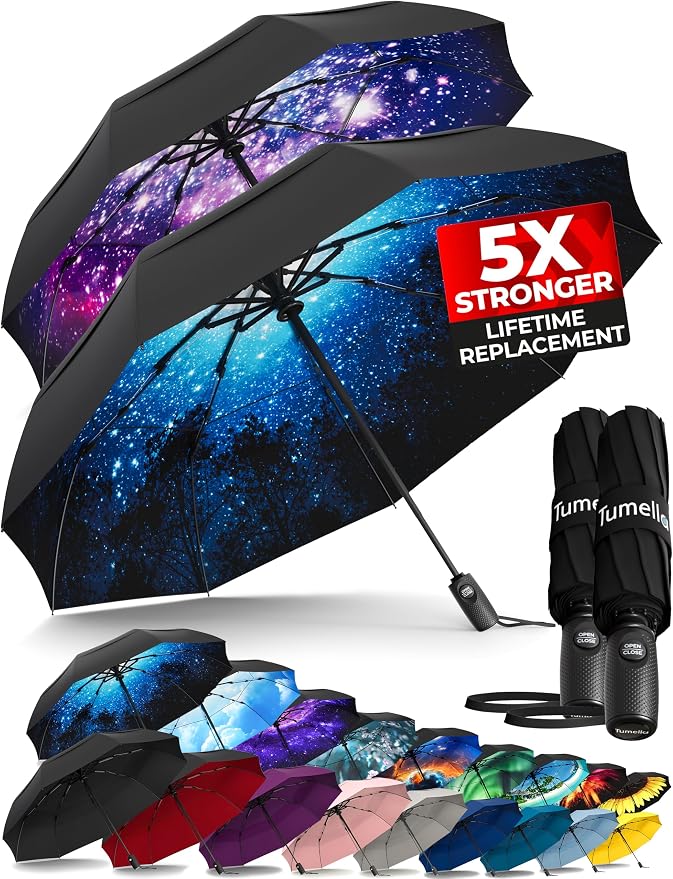 TUMELLA Strongest Windproof Travel Umbrella, Small Strong but Light Portable by Tumella
