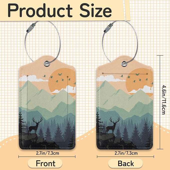 Sunset Landscape Luggage Tag for Suitcase, Mountain Tree Design - Image 3